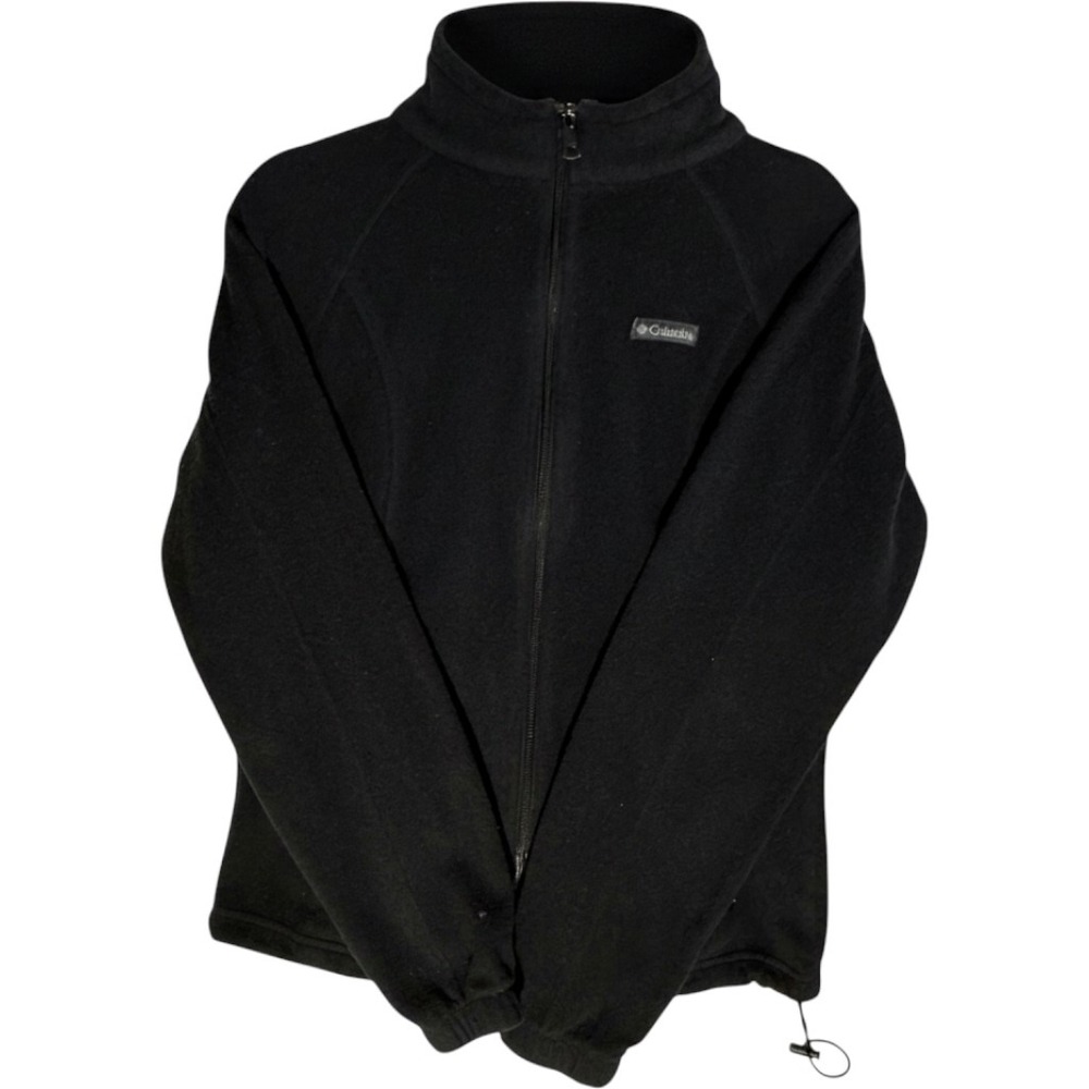 Columbia Full Zip Fleece Jacket Womens Large Black Mock Neck Raglan Sleeves